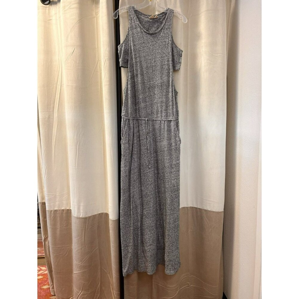 Roxy Dress Womens M Heather Gray Maxi Sleeveless Built In Bra Flowy Beach
